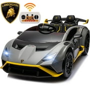 24 Volt Powered Ride on Car, Lamborghini Huracan Sto Ride on Toy with Remote Control, Kids Car Electric Vehicles with Bluetooth Music, LED Light, USB Port, Drift Feature, 360° Spins, Gray